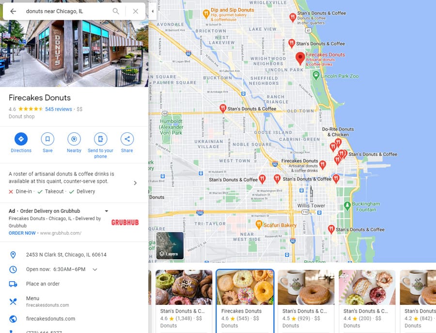 Google My Business Map View of Chicago business