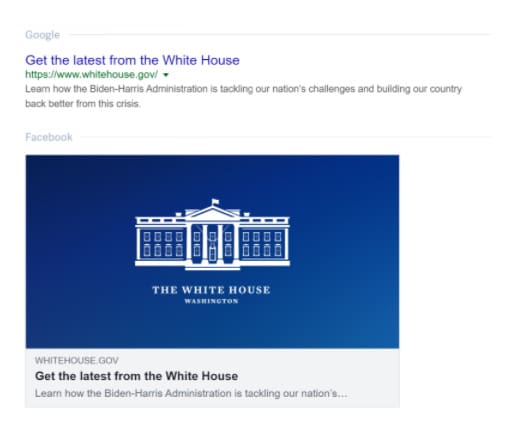 How to Get Good Link Previews 2 Google and Facebook preview screenshots